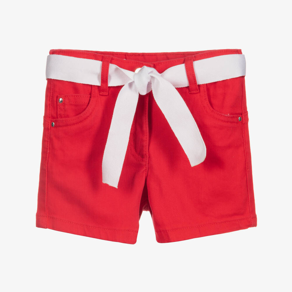 iDO Baby-شورت دنيم قطن لون أحمر للبنات | Childrensalon Outlet