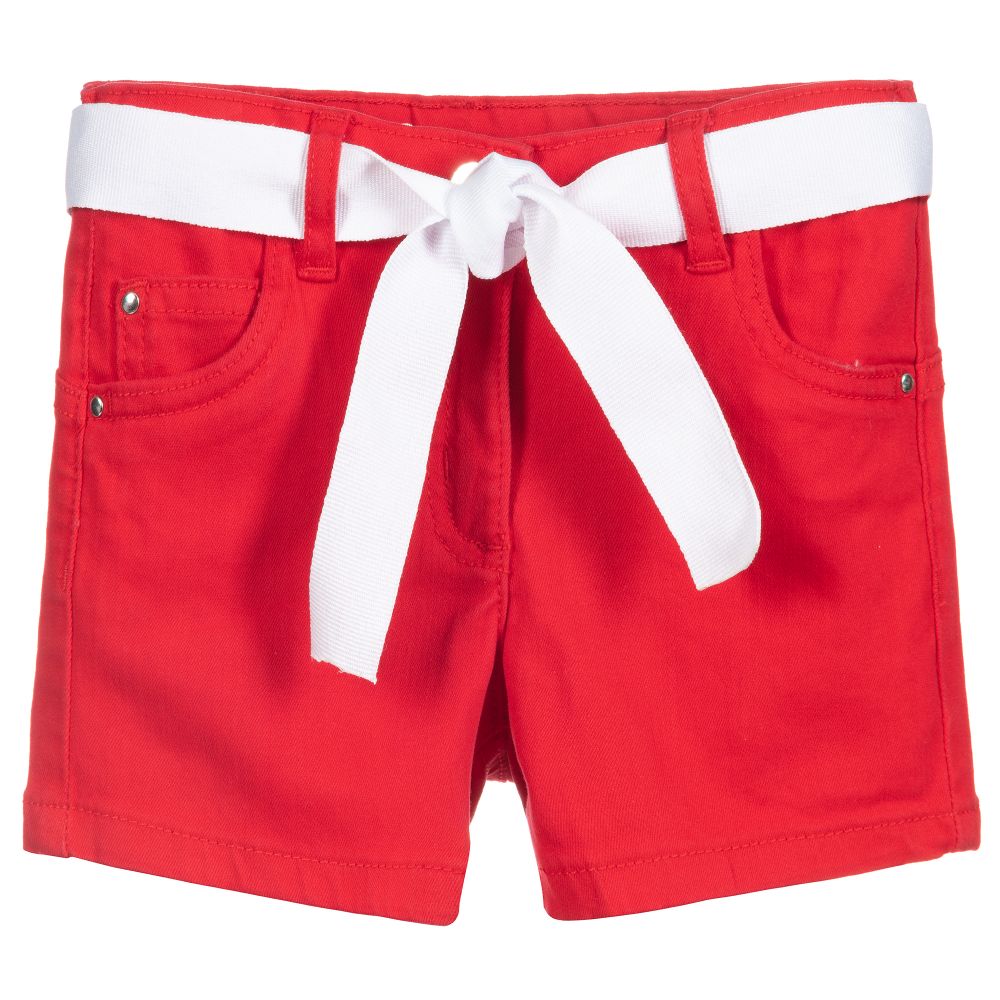 iDO Baby - Girls Red Denim Shorts | Childrensalon