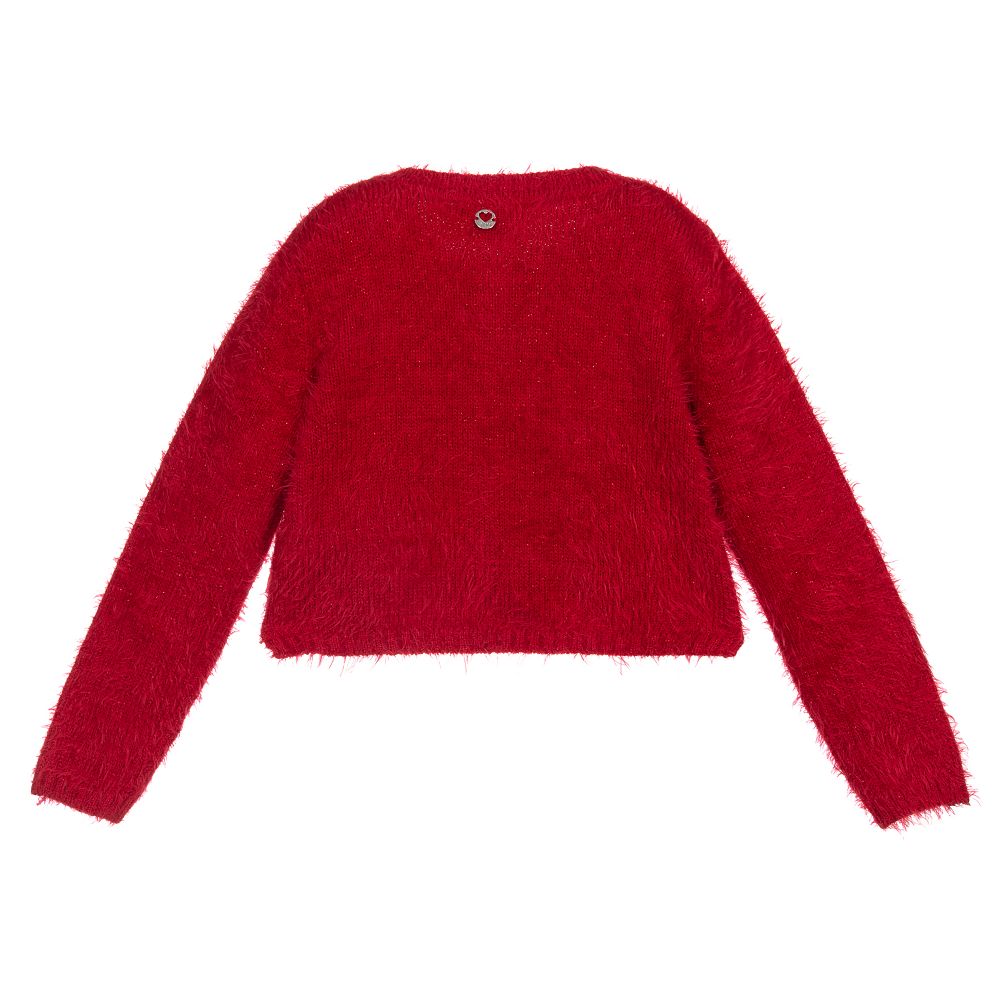 iDO Baby - Girls Red Fluffy Cardigan | Childrensalon Outlet