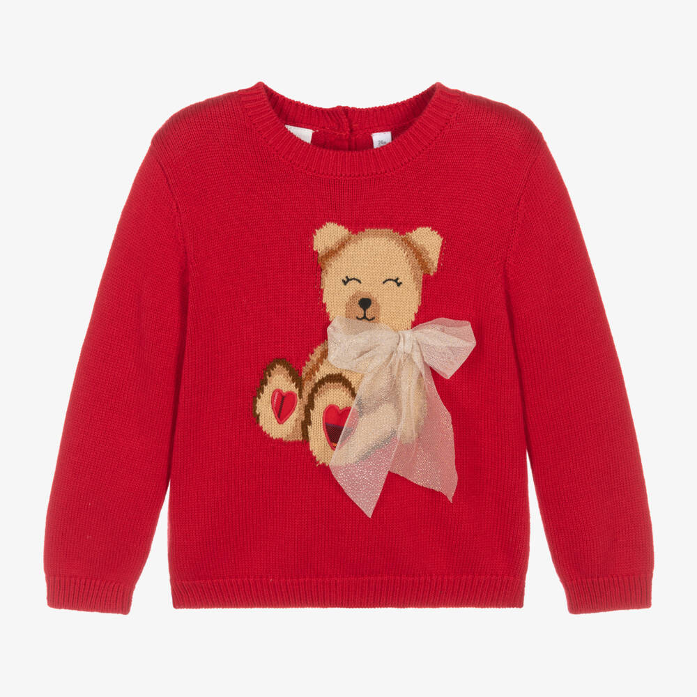 iDO Baby-Girls Red Knit Bear Sweater | Childrensalon Outlet
