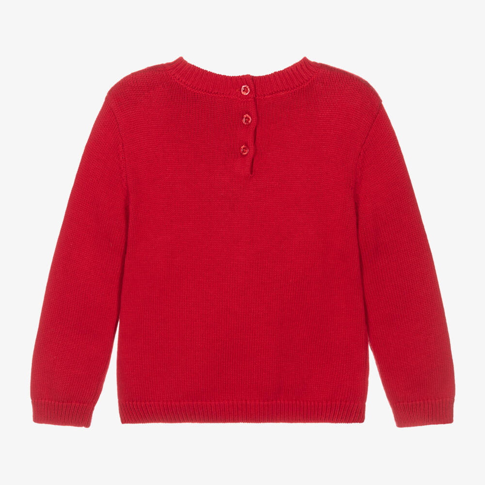 iDO Baby-بلوفر تيدي بير محبوك لون أحمر للبنات | Childrensalon Outlet