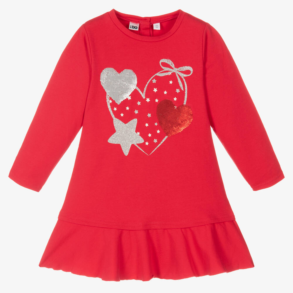 iDO Baby - Robe rouge cœurs sequins fille | Childrensalon