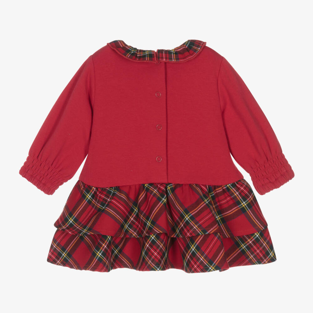 iDO Mini-Girls Red Tartan Ruffle Dress | Childrensalon Outlet