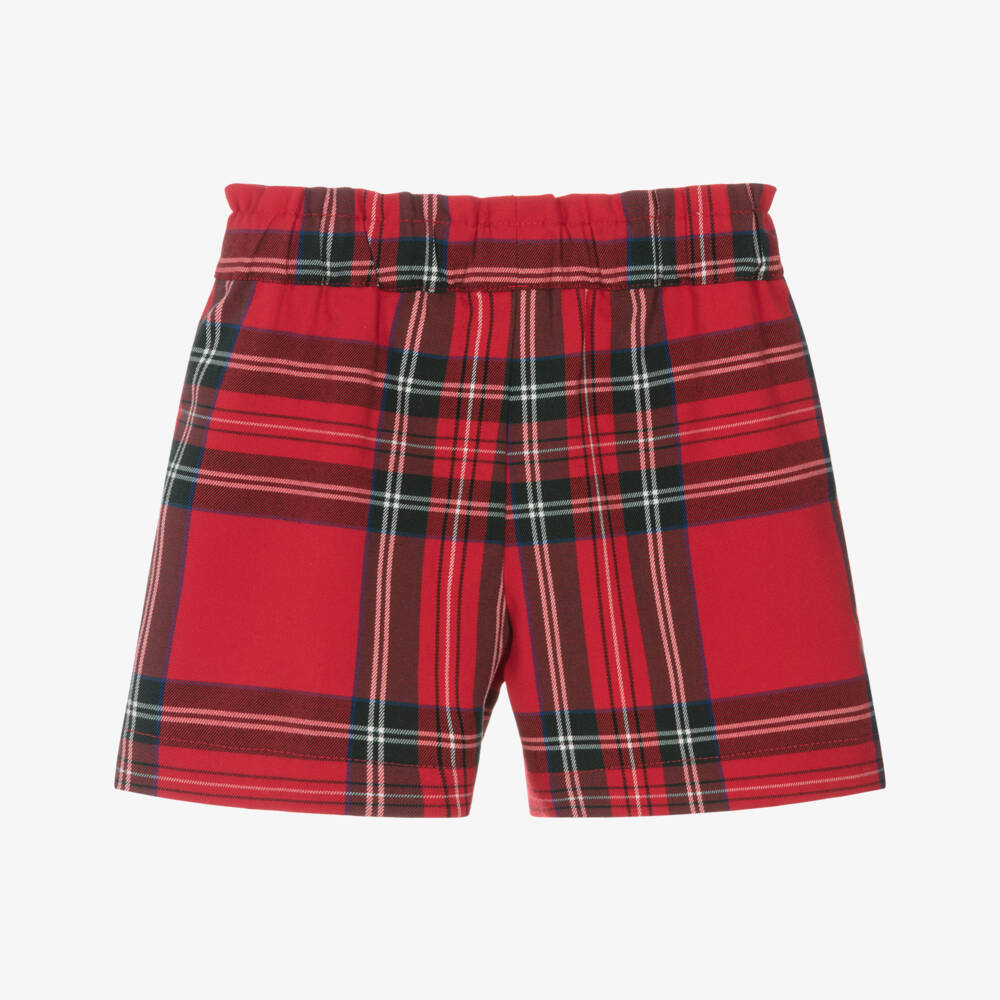 iDO-Girls Red Tartan Shorts with Front Ties | Childrensalon Outlet