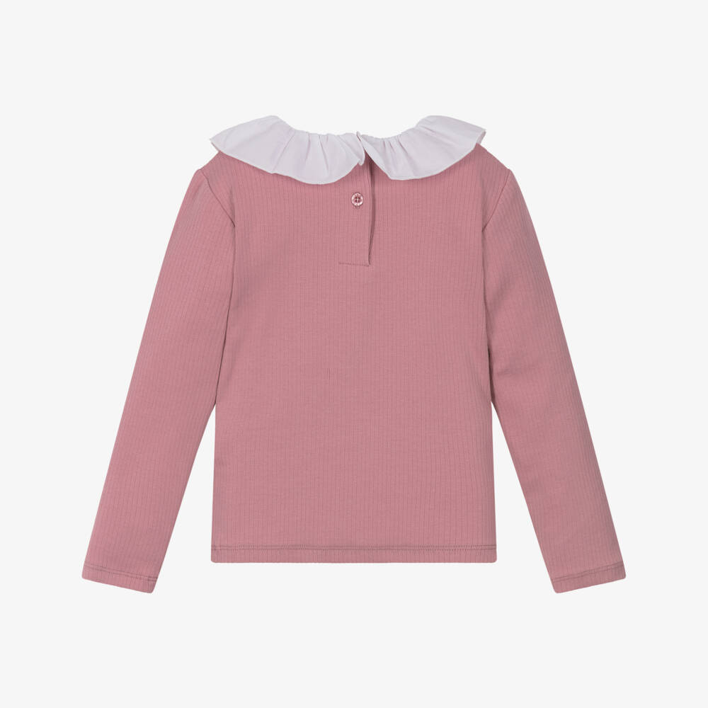iDO-Girls Ribbed Pink Top with Frill | Childrensalon Outlet