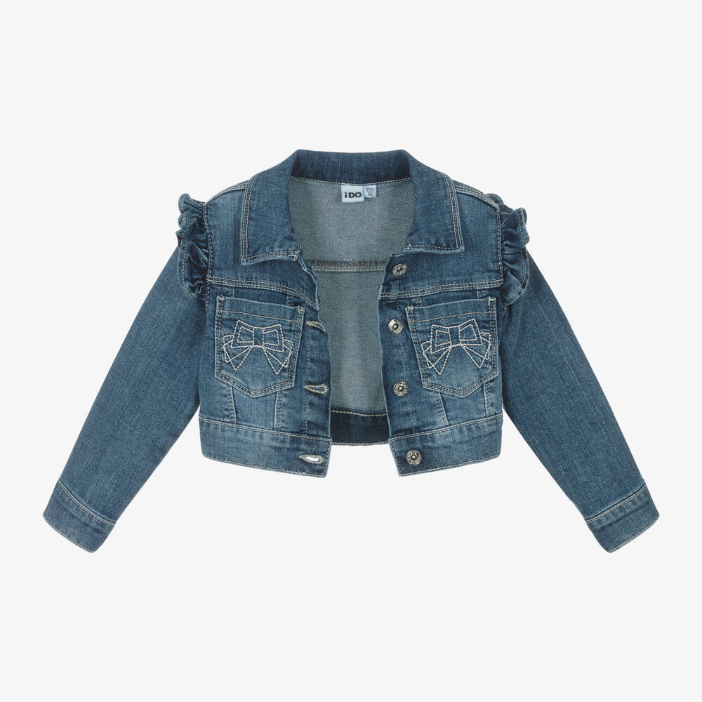 iDO Baby-معطف دنيم أزرق مزين بكشكش للبنات | Childrensalon Outlet