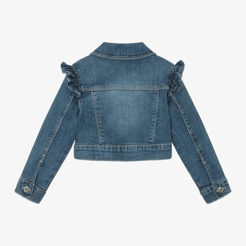 iDO Baby-معطف دنيم أزرق مزين بكشكش للبنات | Childrensalon Outlet