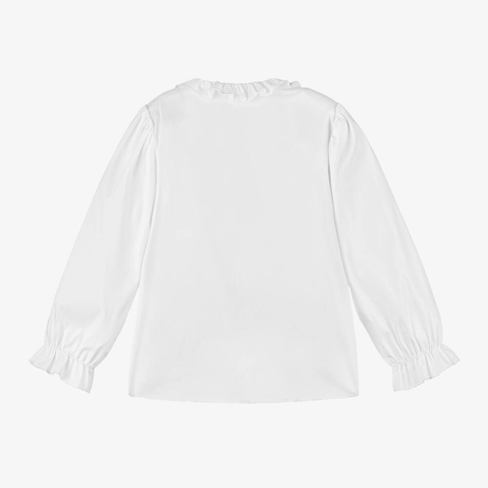 iDO Baby-Girls Ruffled White Cotton Top | Childrensalon Outlet