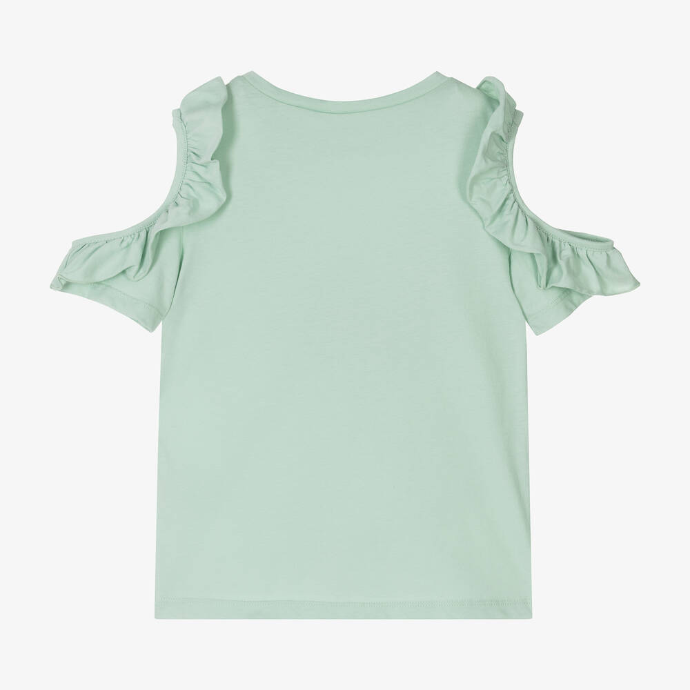 iDO Junior-Girls Sage Green Cotton T-Shirt | Childrensalon Outlet