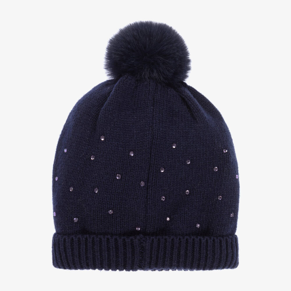 iDO Baby-Girls Sapphire Rhinestone Knit Cap | Childrensalon Outlet