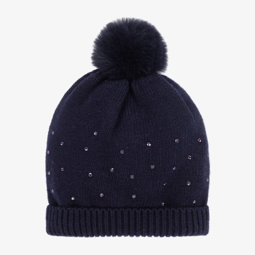 iDO Baby-Girls Sapphire Rhinestone Knit Cap | Childrensalon Outlet