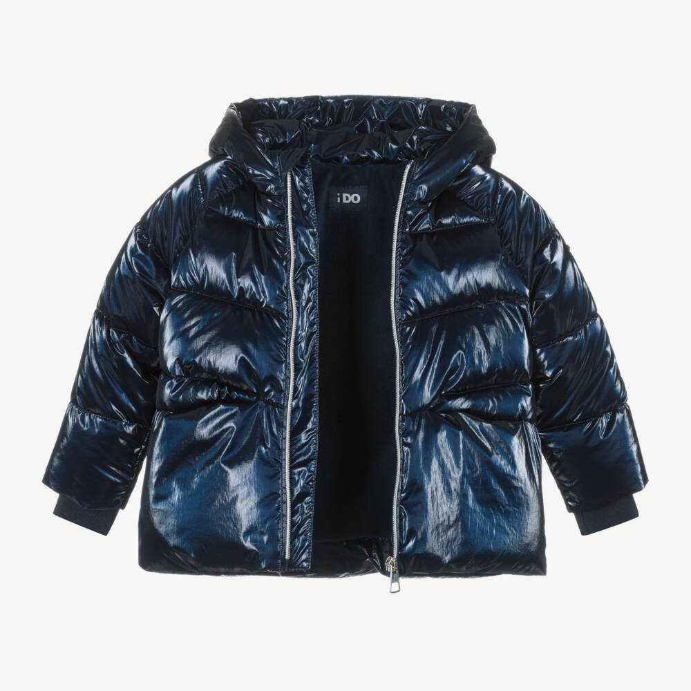 iDO Малыши-Girls Shimmering Navy Hooded Jacket | Childrensalon Outlet