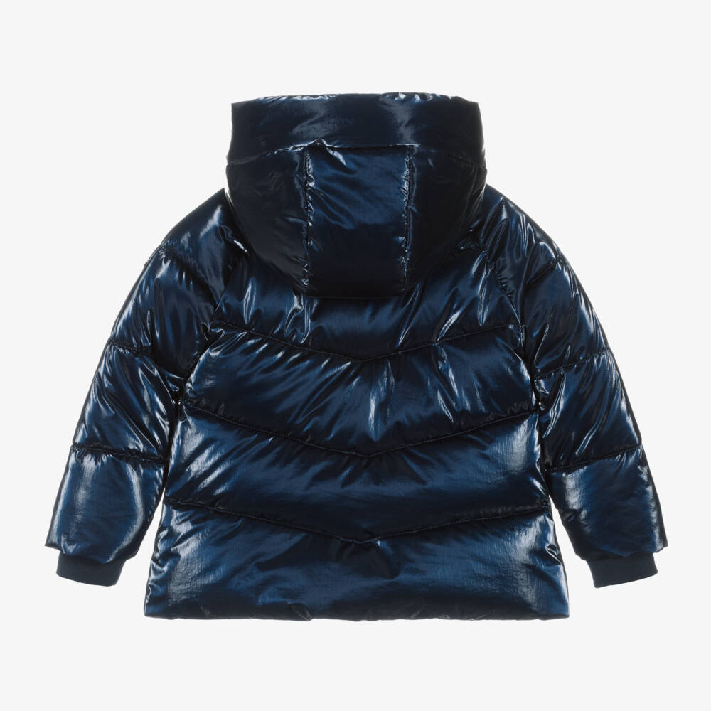 iDO Малыши-Girls Shimmering Navy Hooded Jacket | Childrensalon Outlet
