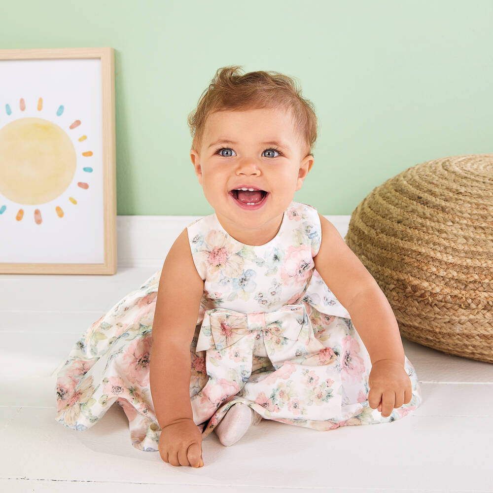 iDO Mini-Girls Silky Satin Floral Dress | Childrensalon Outlet