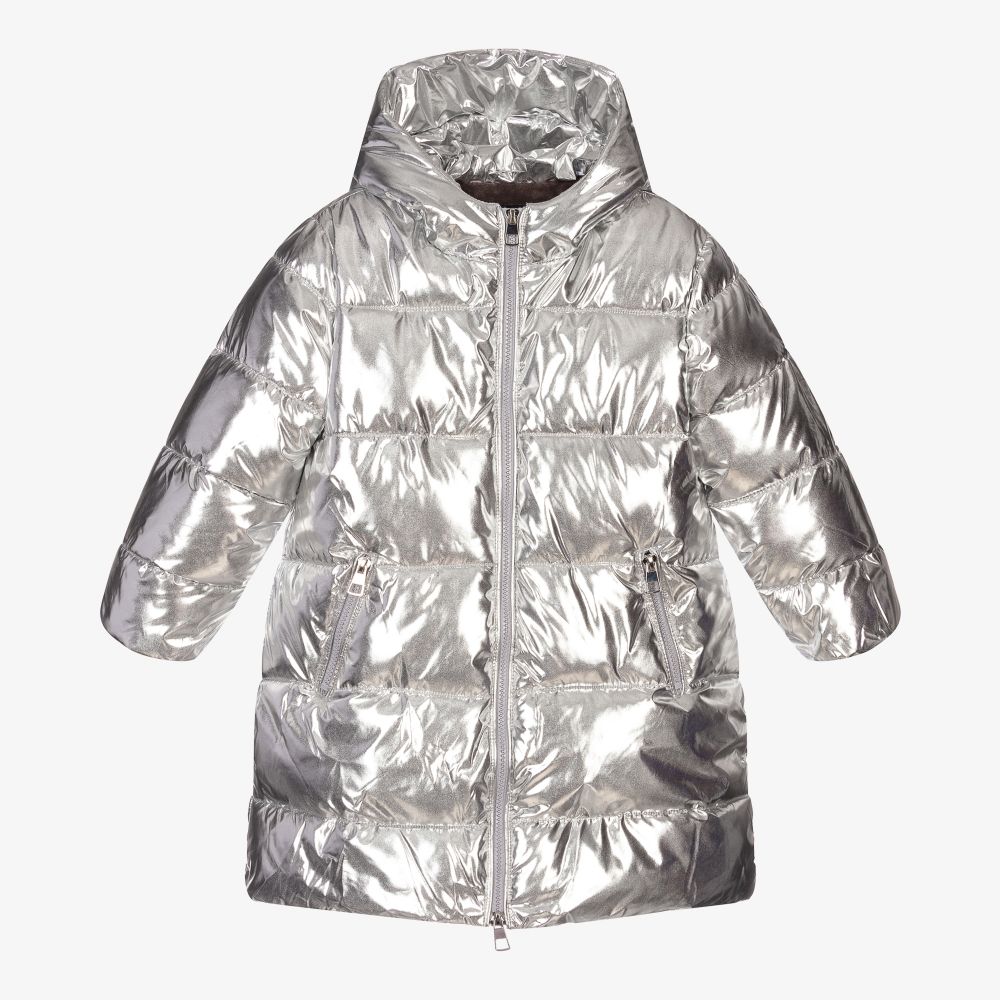 iDO Baby - Girls Silver Puffer Coat | Childrensalon
