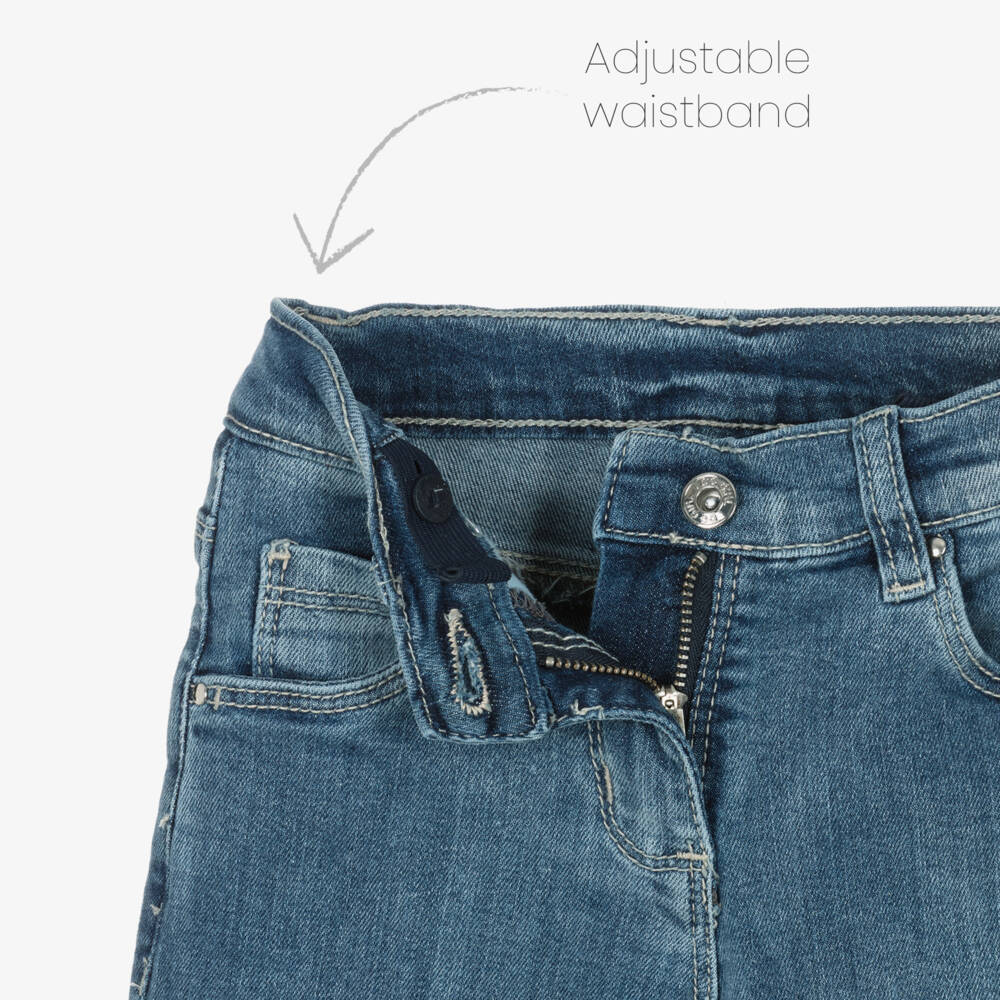 iDO Baby-Girls Sky-Hued Flared Denim Trousers | Childrensalon Outlet