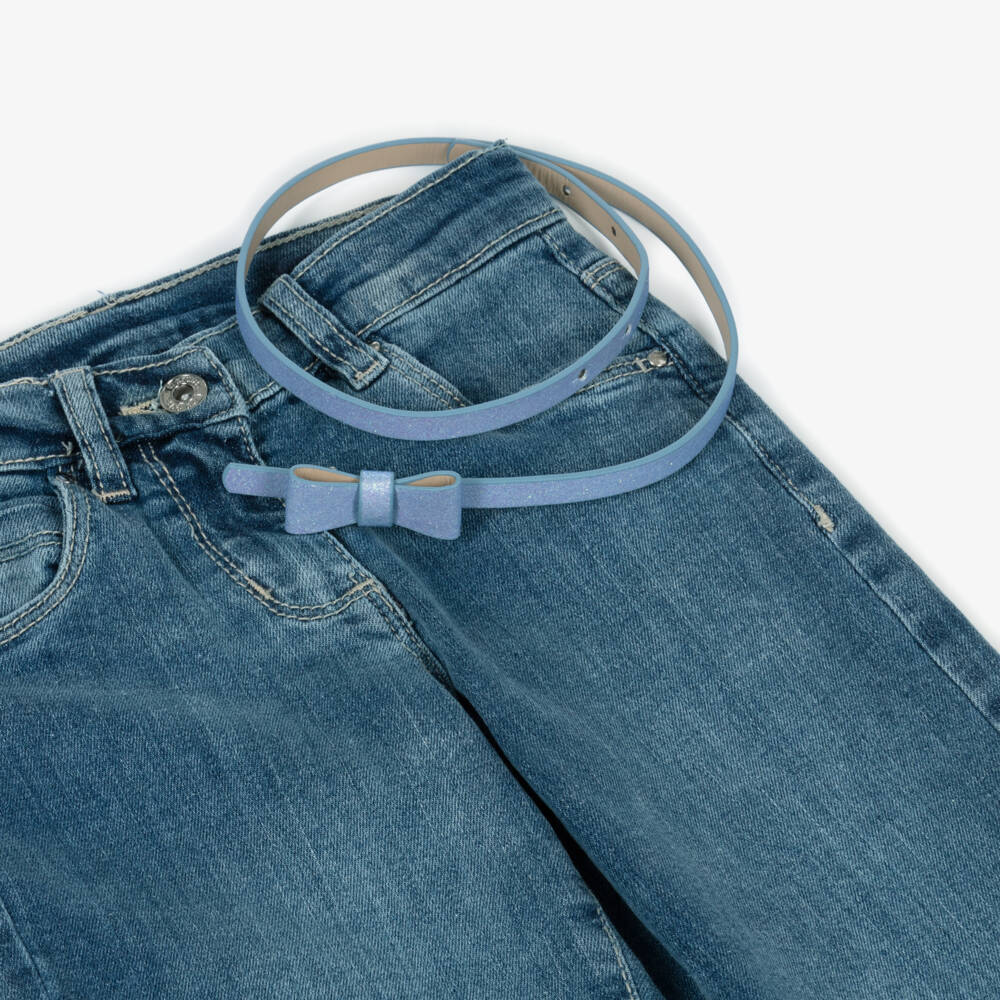 iDO Baby-Girls Sky-Hued Flared Denim Trousers | Childrensalon Outlet