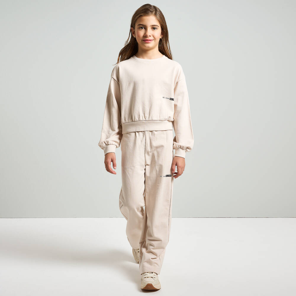 iDO Junior-بنطلون واسع للبنات بلون بيج ناعم | Childrensalon Outlet