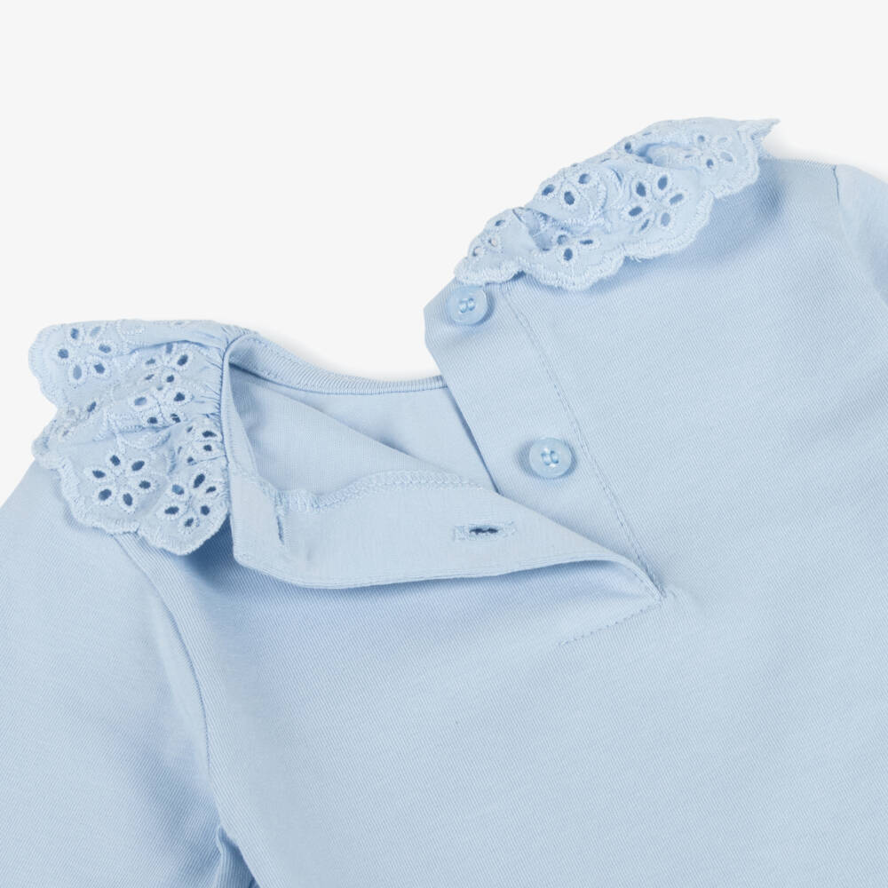 iDO Baby-بلوزة زهرية ناعمة باللون الأزرق للبنات | Childrensalon Outlet