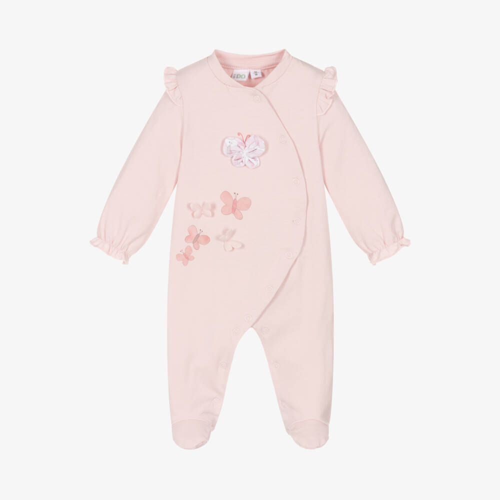 iDO Mini-Girls Soft Pink Butterfly Romper | Childrensalon Outlet