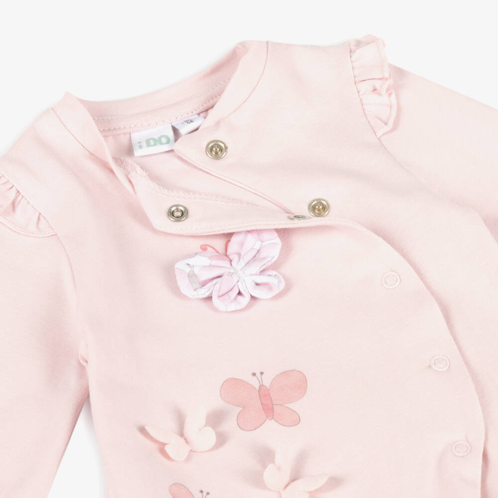 iDO Mini-Girls Soft Pink Butterfly Romper | Childrensalon Outlet