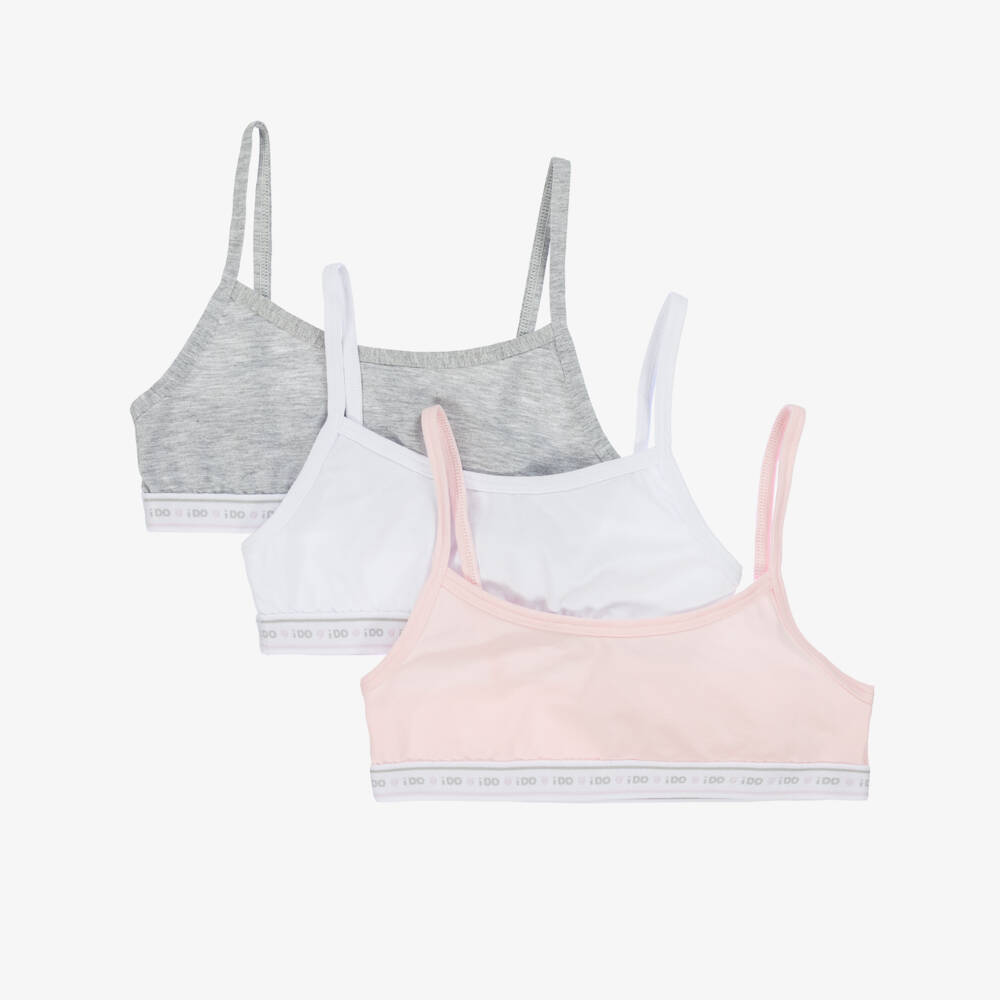 iDO Junior-Girls Soft Tricolor Cotton Bralette Trio | Childrensalon Outlet