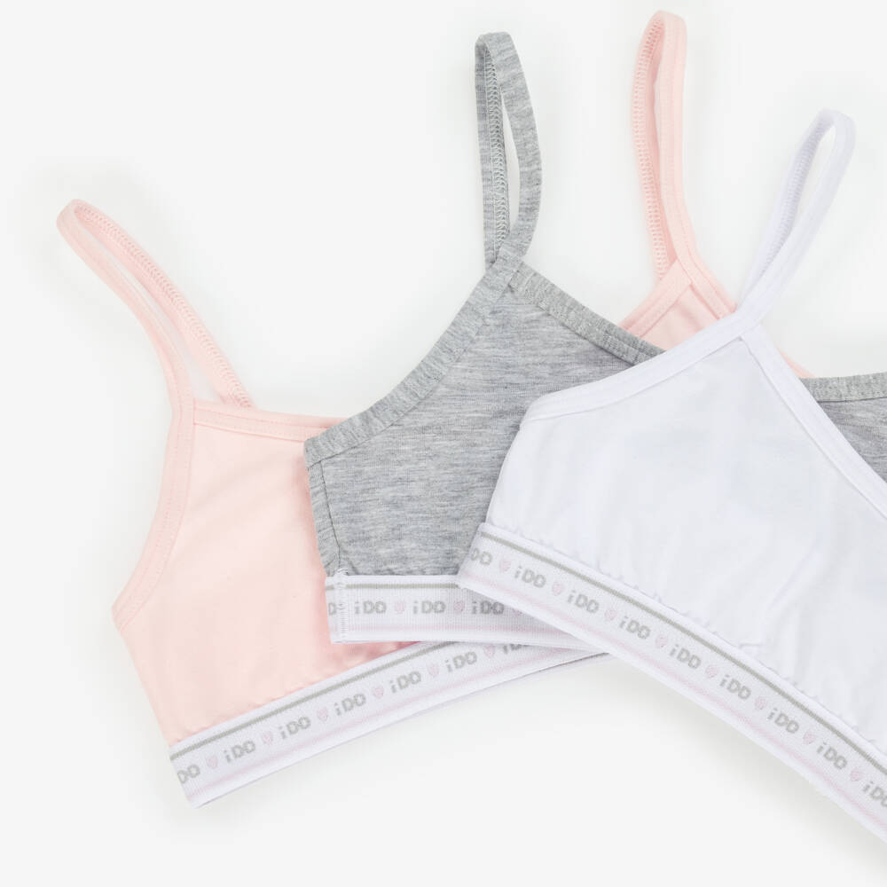 iDO Junior-Girls Soft Tricolor Cotton Bralette Trio | Childrensalon Outlet