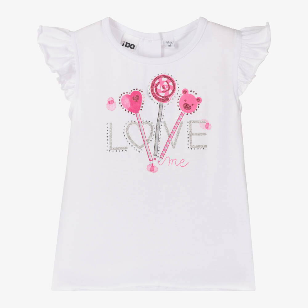iDO Baby-تي شيرت قطن أبيض براق للبنات | Childrensalon Outlet