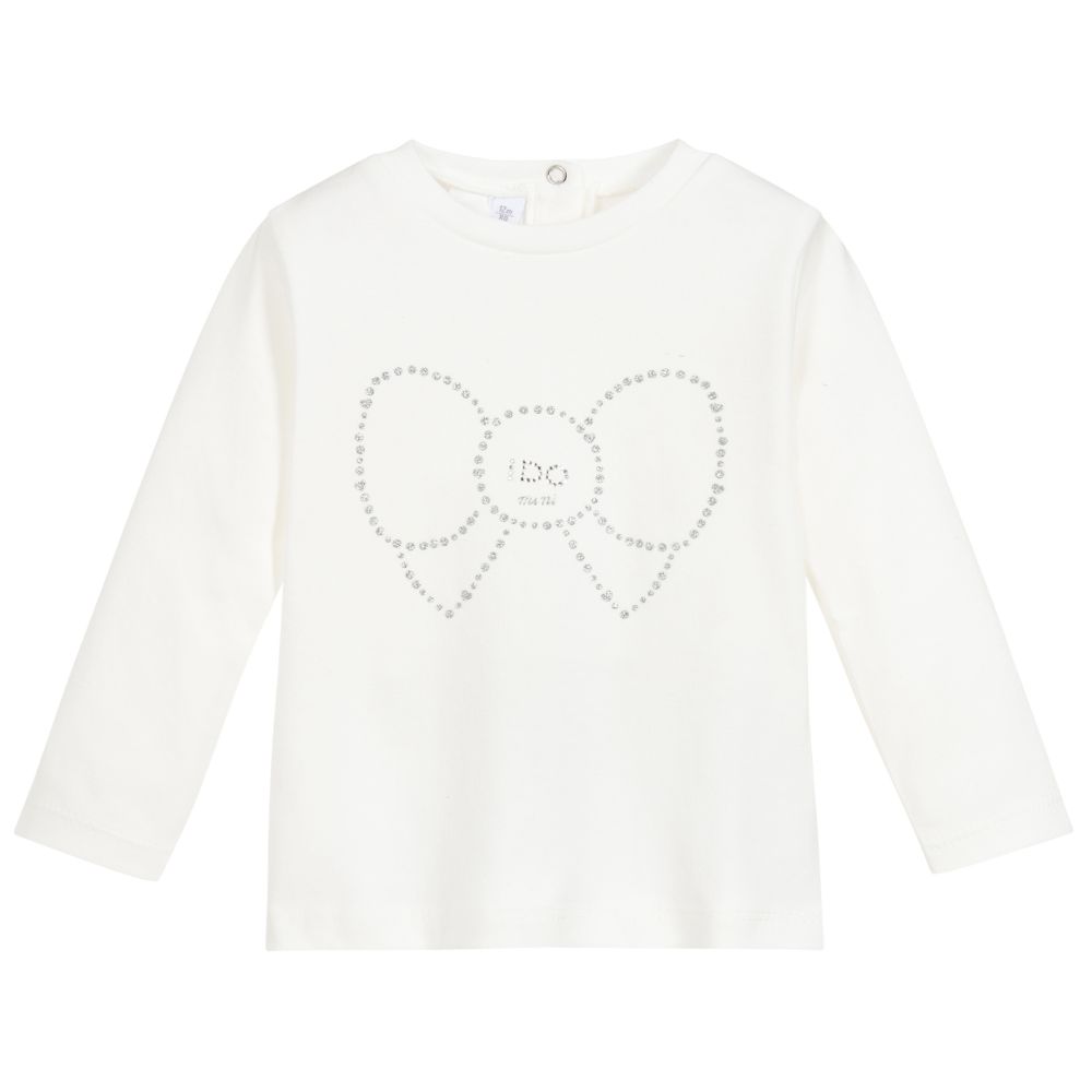 iDO Мини-Girls Sparkly Ivory Cotton Top | Childrensalon Outlet