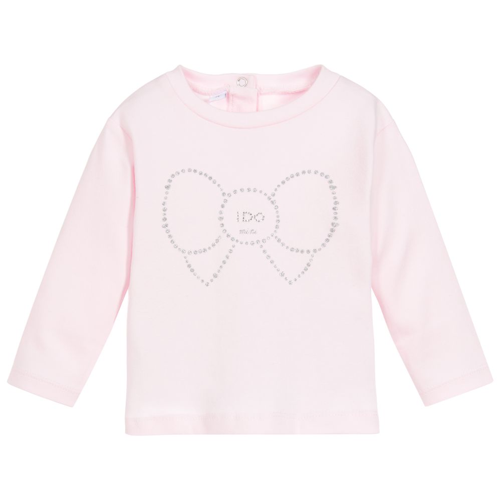 iDO Mini - Girls Sparkly Pink Cotton Top | Childrensalon