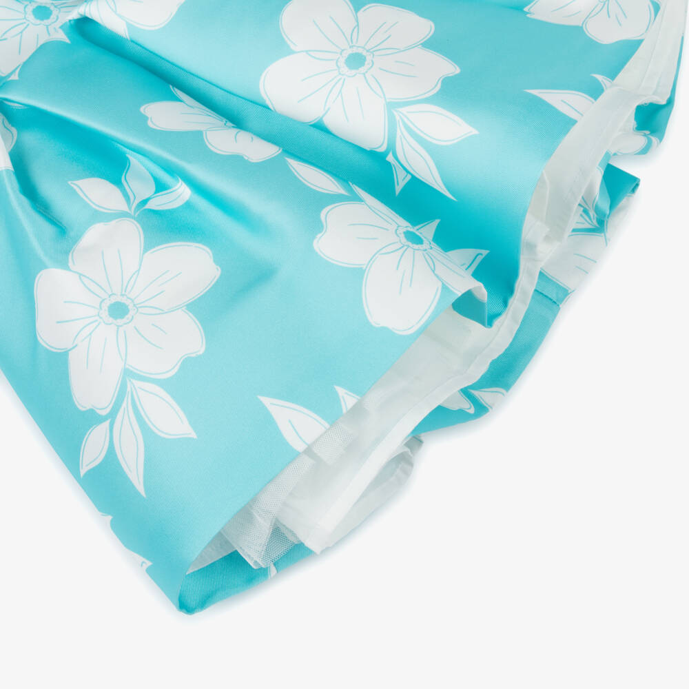 iDO Baby-فستان ساتان تركواز مزين بالورود للبنات | Childrensalon Outlet