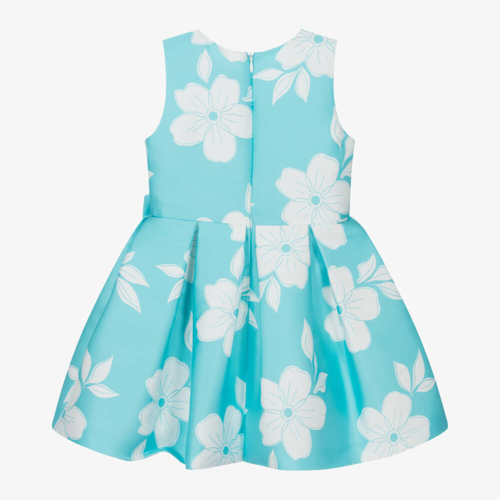 iDO Baby-فستان ساتان تركواز مزين بالورود للبنات | Childrensalon Outlet