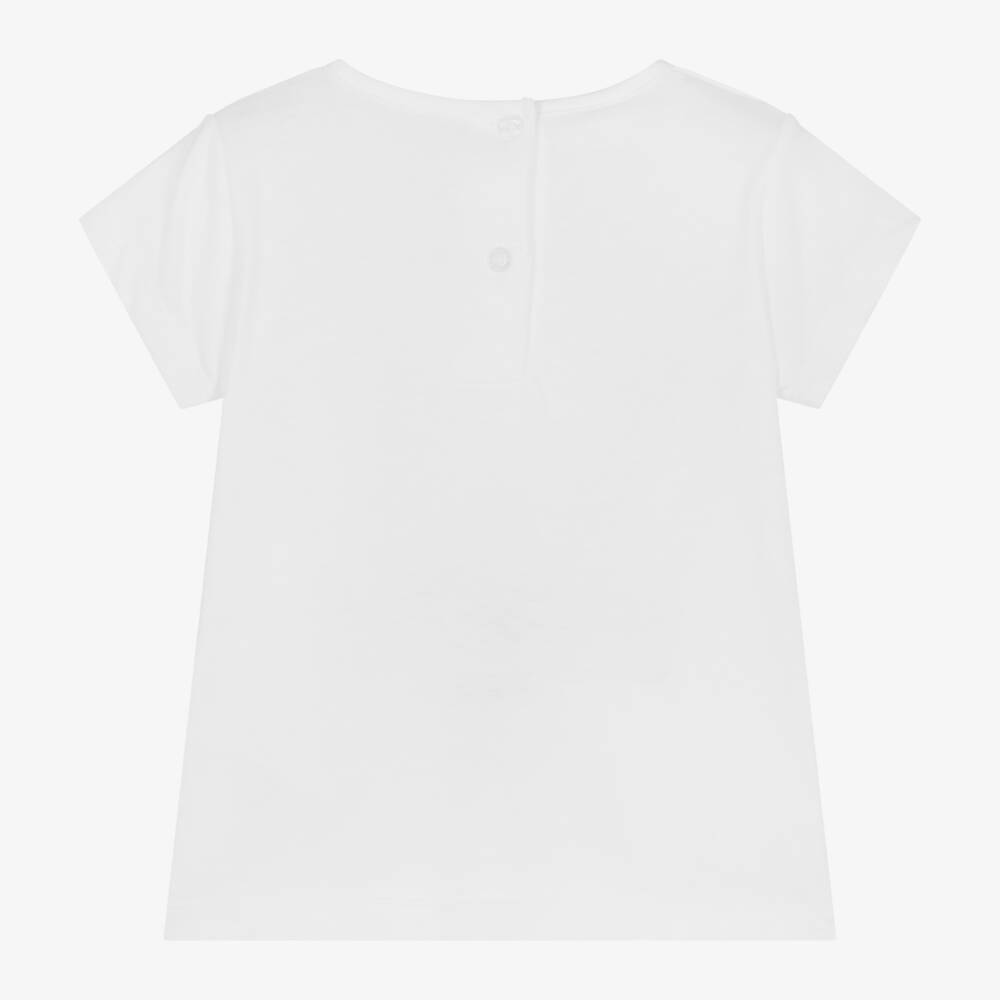 iDO Малыши-Фантазийная белая футболка с цветочным принтом для девочек | Childrensalon Outlet