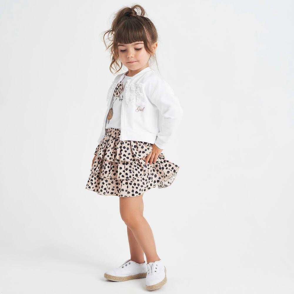 iDO Baby-Girls White & Beige Skirt Set | Childrensalon Outlet