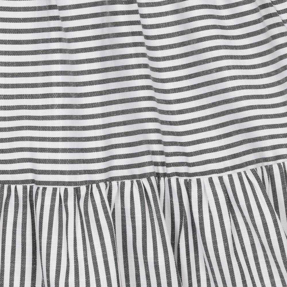 iDO Для младших-Белое многоярусное платье в черную полоску | Childrensalon Outlet