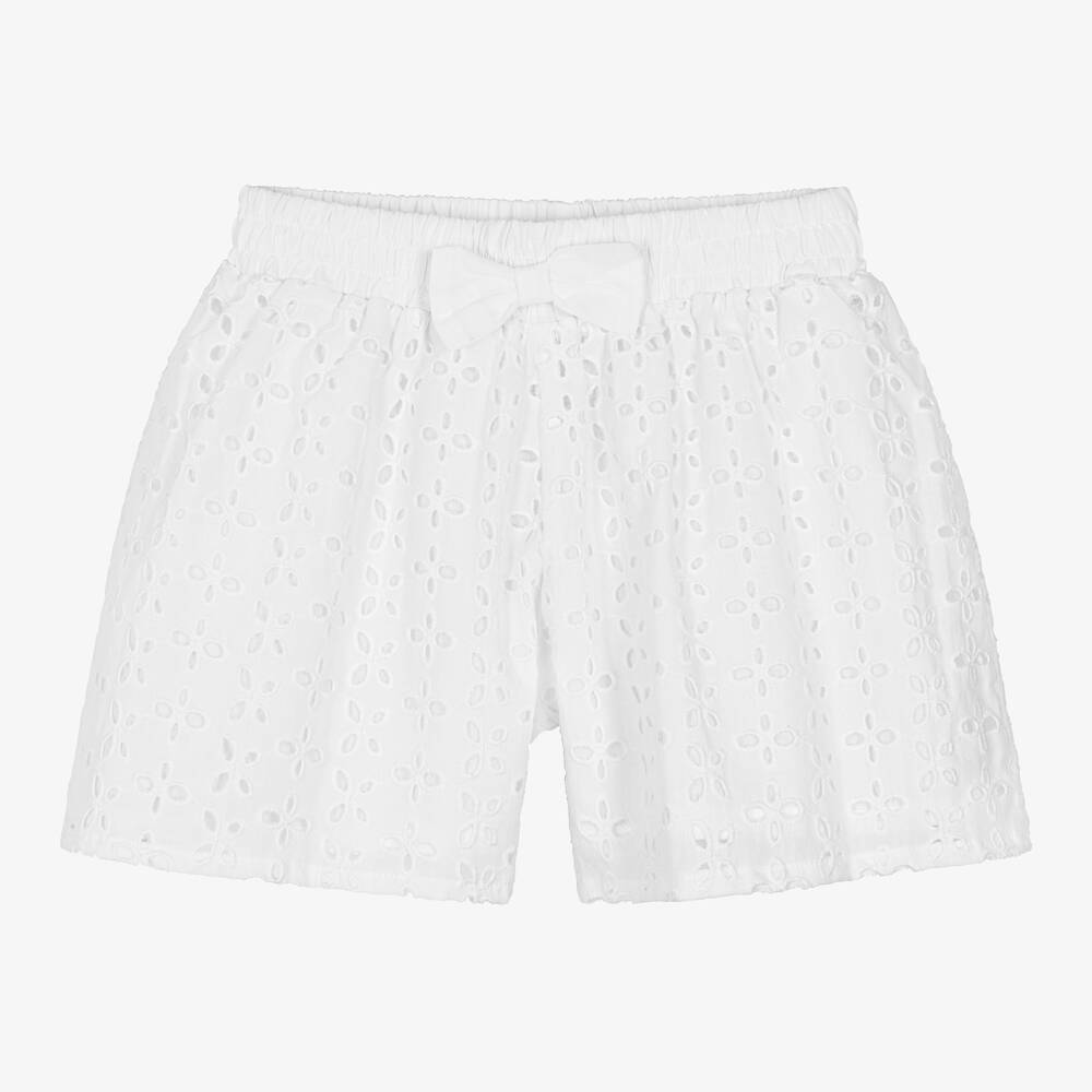 iDO Baby - Girls White Brodie Anglaise Shorts | Childrensalon