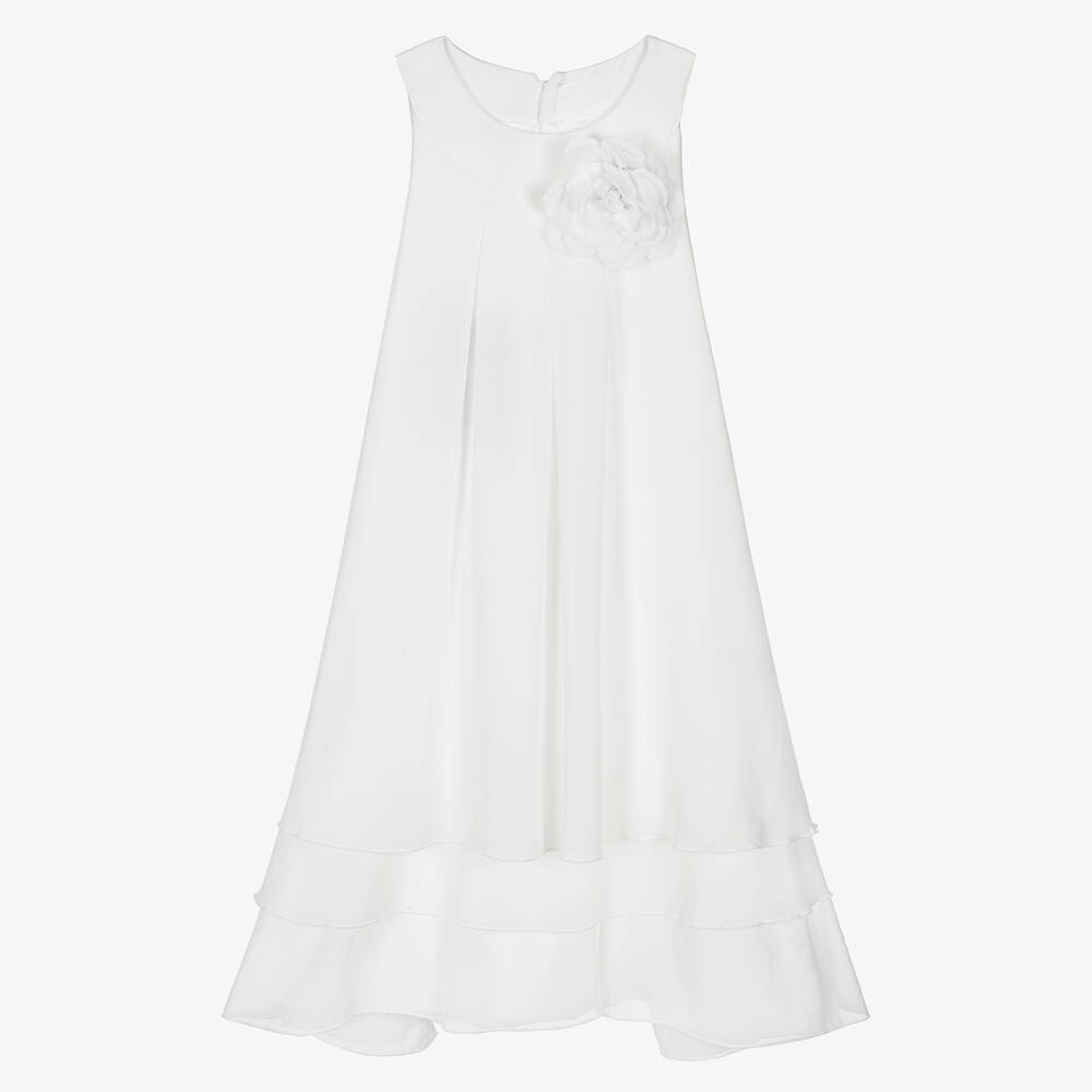 iDO Junior - Girls White Chiffon Dress | Childrensalon