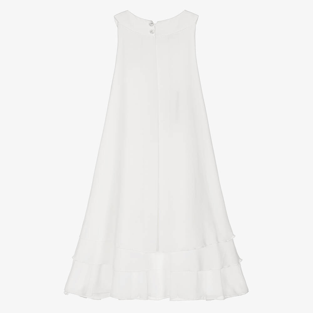 iDO Junior-فستان شيفون لون أبيض | Childrensalon Outlet