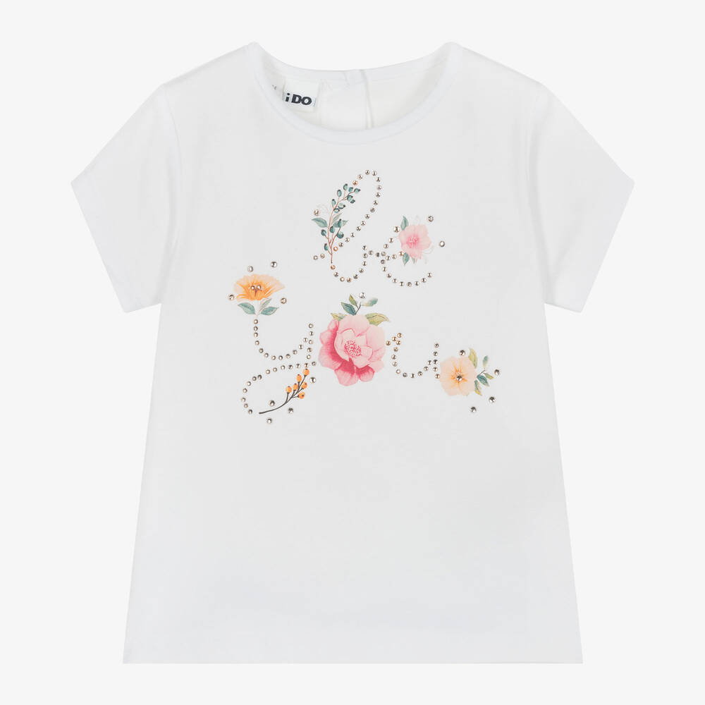 iDO Baby-Girls White Cotton Be You T-Shirt | Childrensalon Outlet