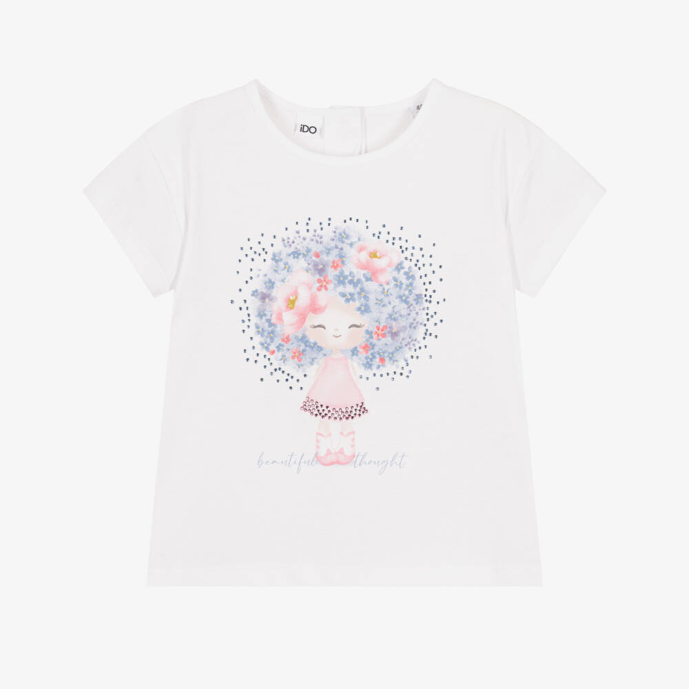 iDO-Girls White Cotton Beautiful Thought T-Shirt | Childrensalon Outlet