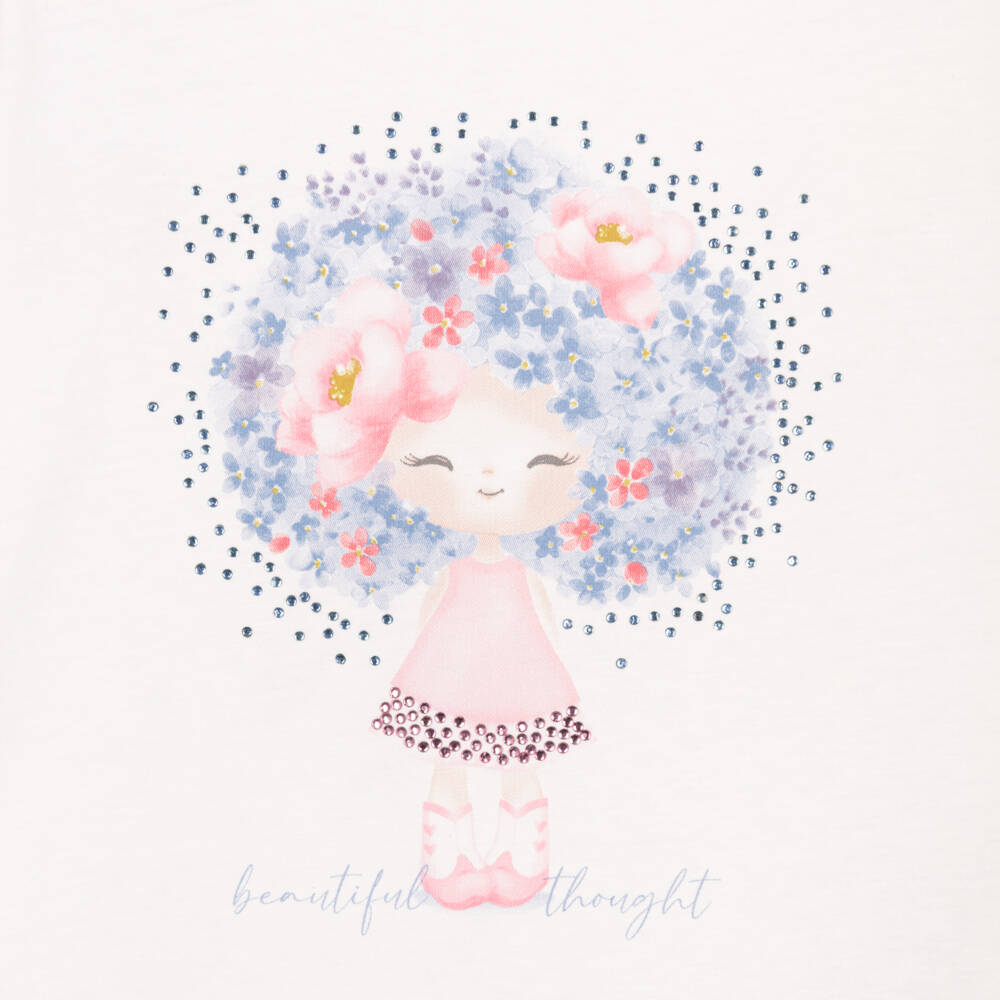 iDO-Girls White Cotton Beautiful Thought T-Shirt | Childrensalon Outlet