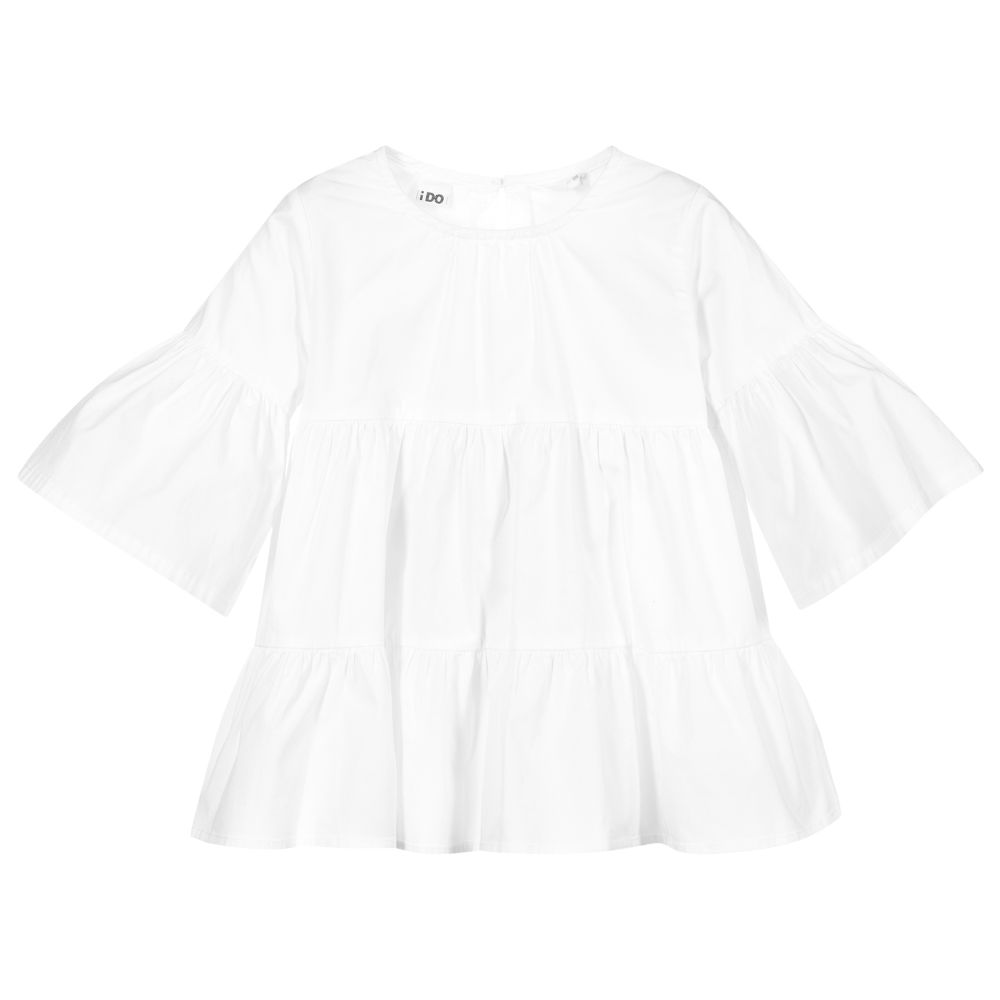 iDO Junior - Girls White Cotton Blouse | Childrensalon