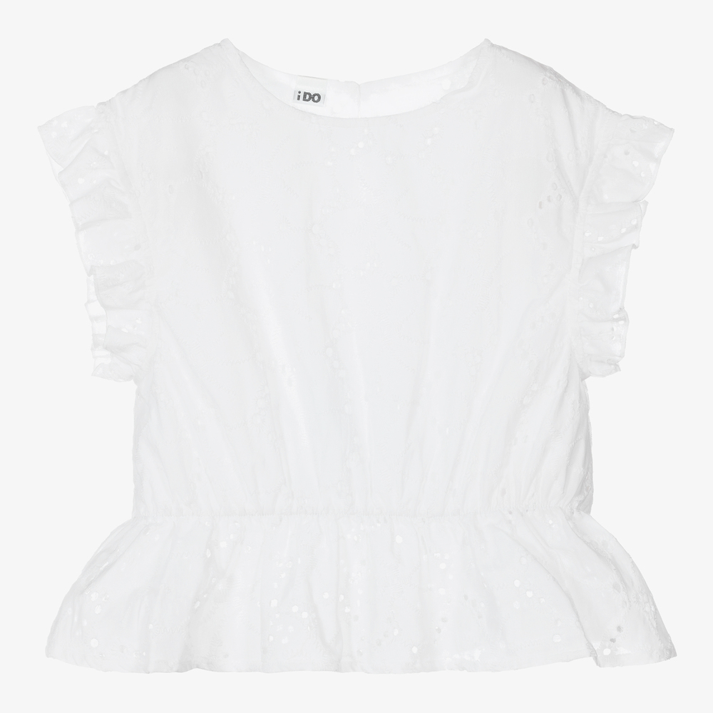 iDO Junior - Белая хлопковая блузка для девочек | Childrensalon