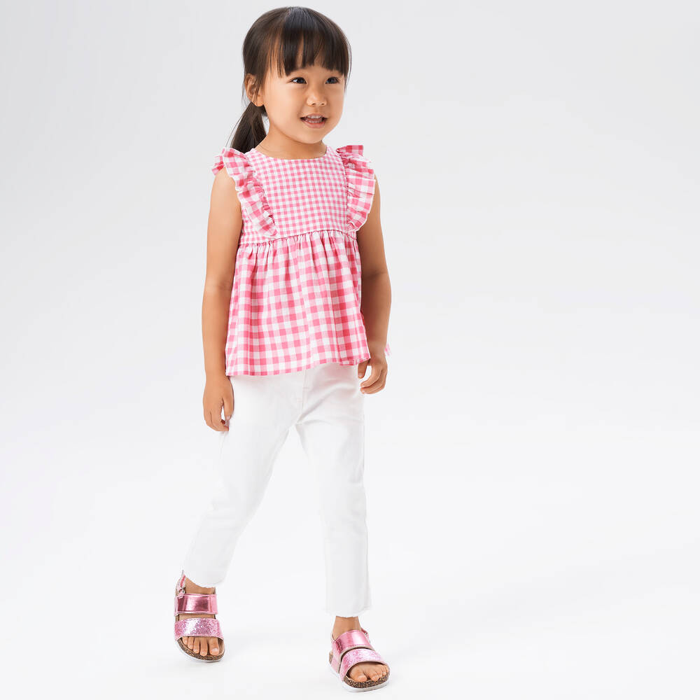 iDO Baby Girls White Cotton Denim Jeans Childrensalon Outlet