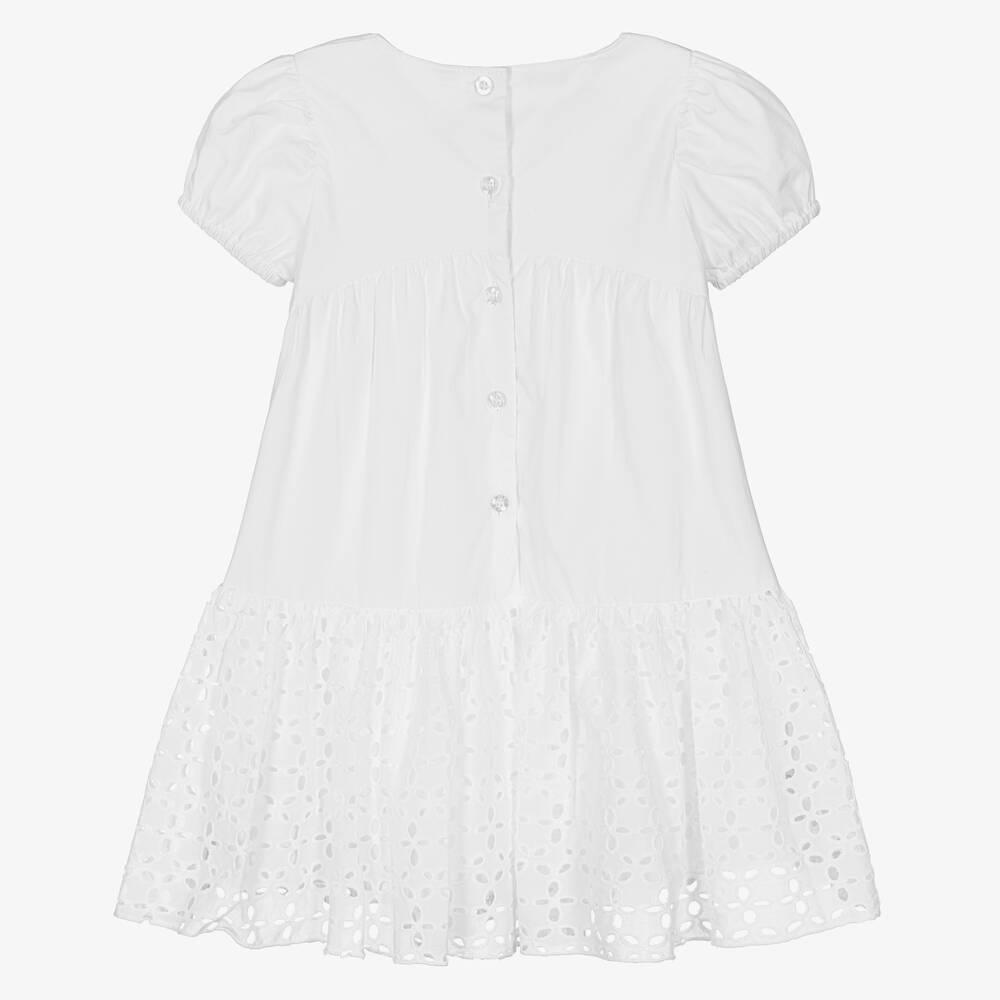 iDO Baby-Girls White Cotton Poplin Dress | Childrensalon Outlet