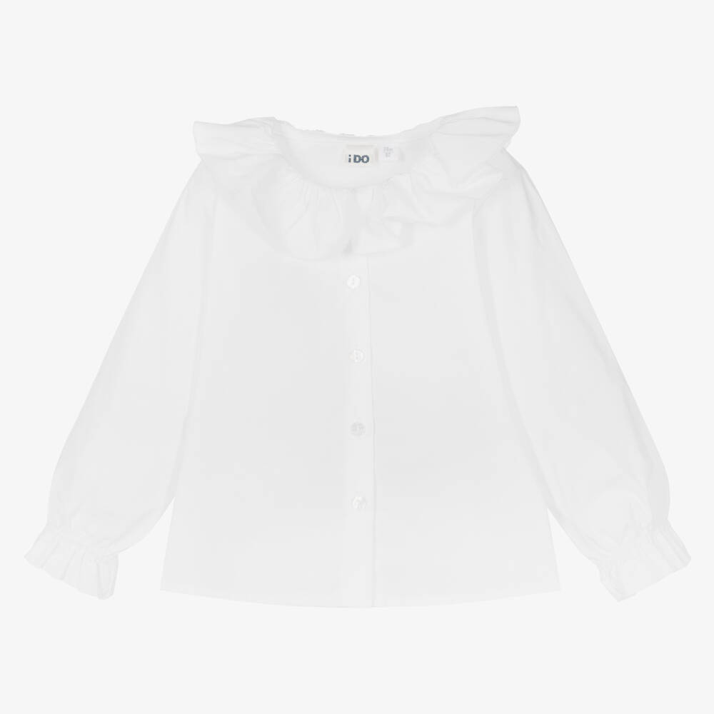 iDO Baby - Белая хлопковая блузка с рюшами | Childrensalon