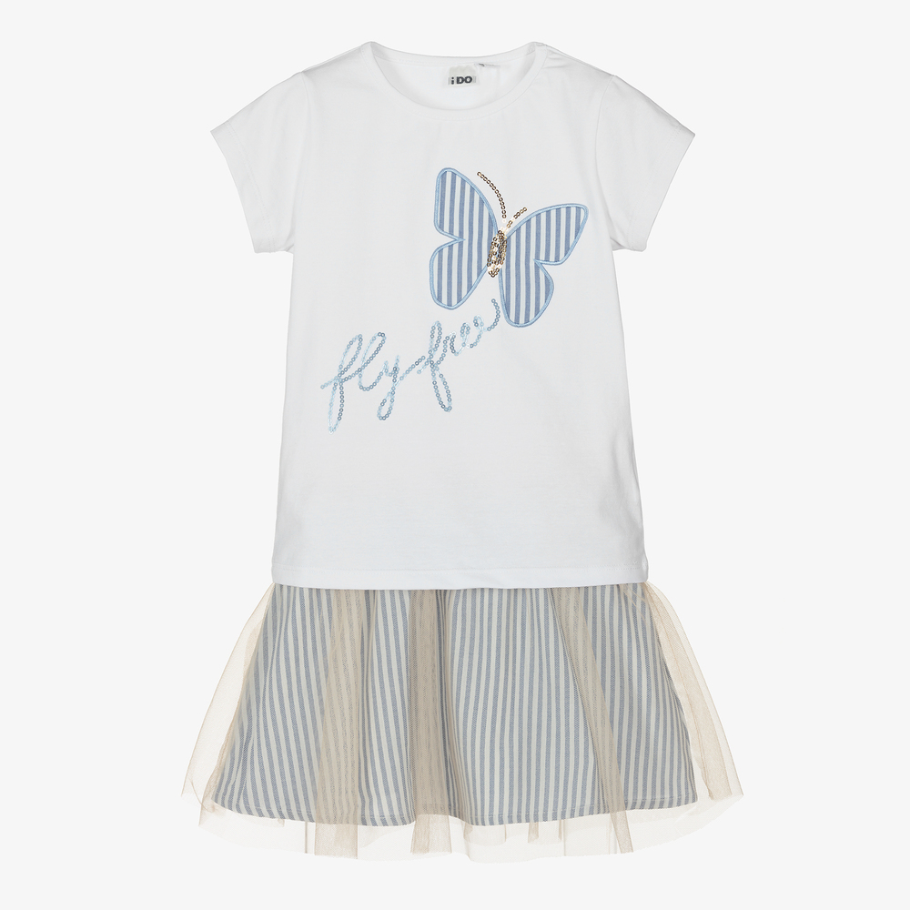 iDO Baby-Girls White Cotton Skirt Set | Childrensalon Outlet