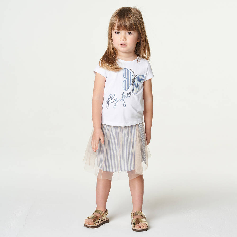 آي دو Baby-طقم تنورة قطن لون أبيض | Childrensalon Outlet