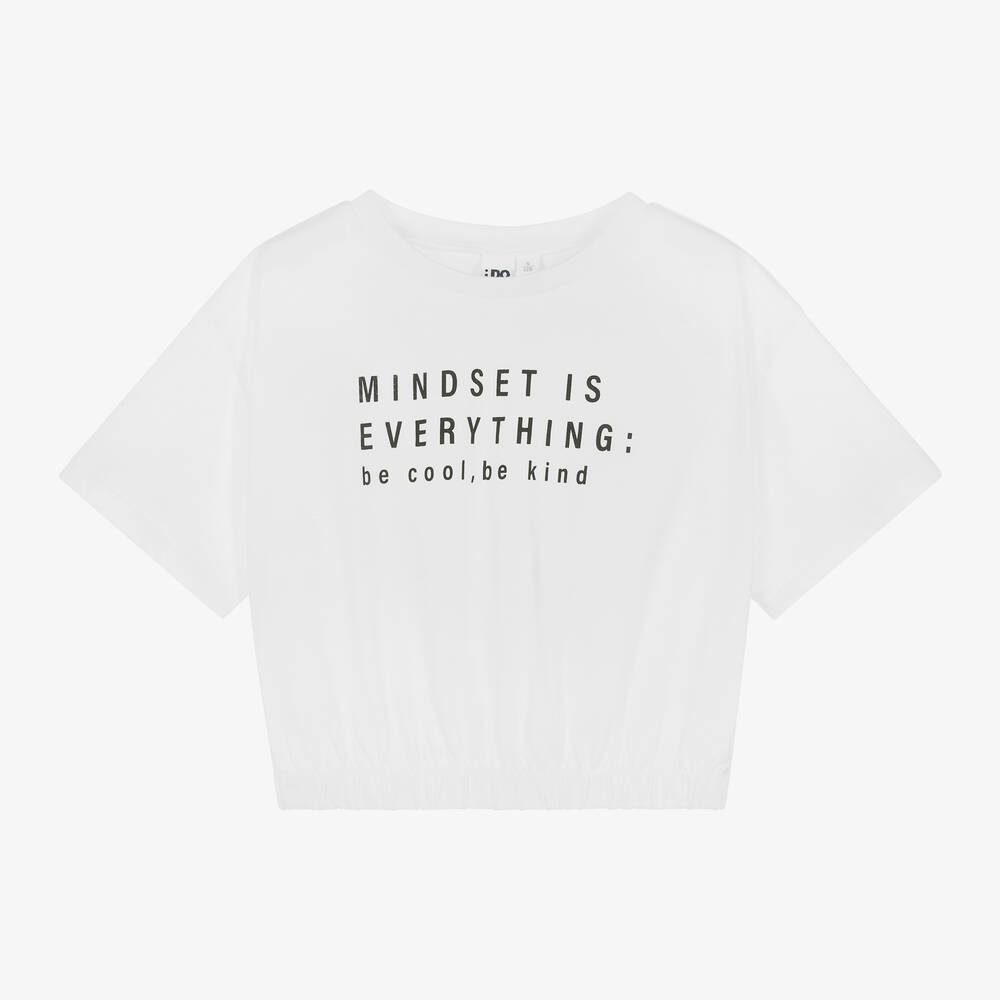 iDO Junior-Girls White Cotton Slogan T-Shirt | Childrensalon Outlet