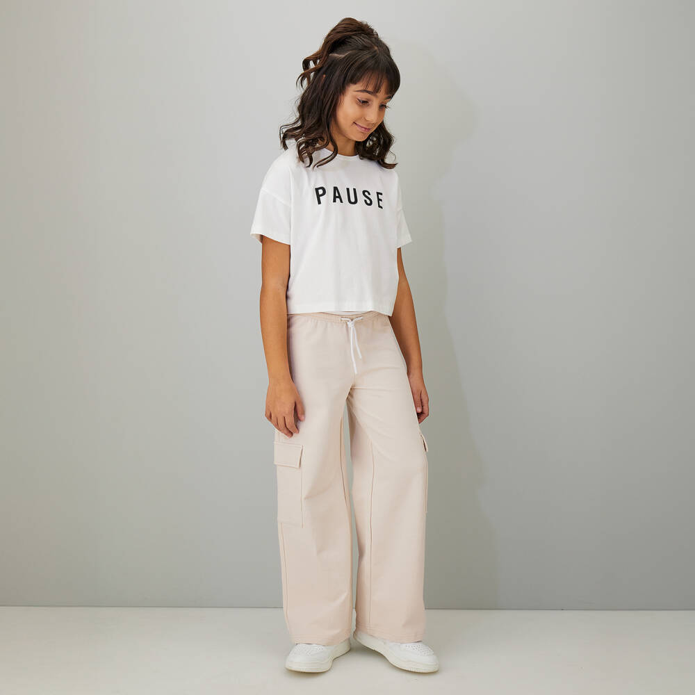 iDO-Girls White Cotton Slogan T-Shirt | Childrensalon Outlet